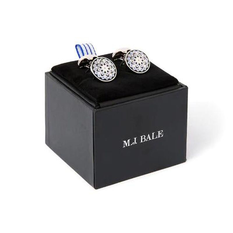 M.J. Bale Marrakesh Silver Blue Cufflink image number 1